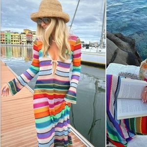 RARE Show Me Your Mumu Vacay Coverup Colorful Crochet